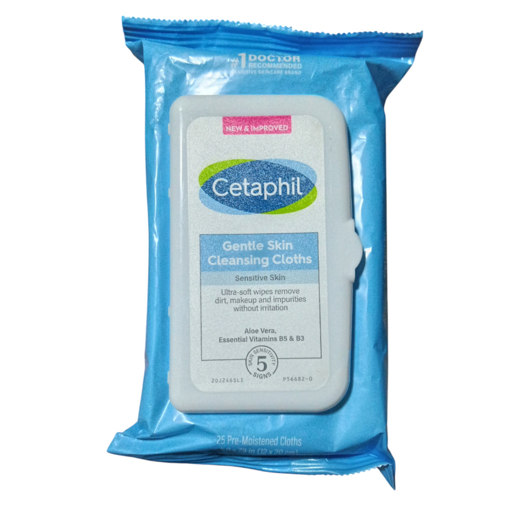 NIB Cetaphil Gentle Skin‎ cleansing Clothes Pre Moistened Wipes 25ct